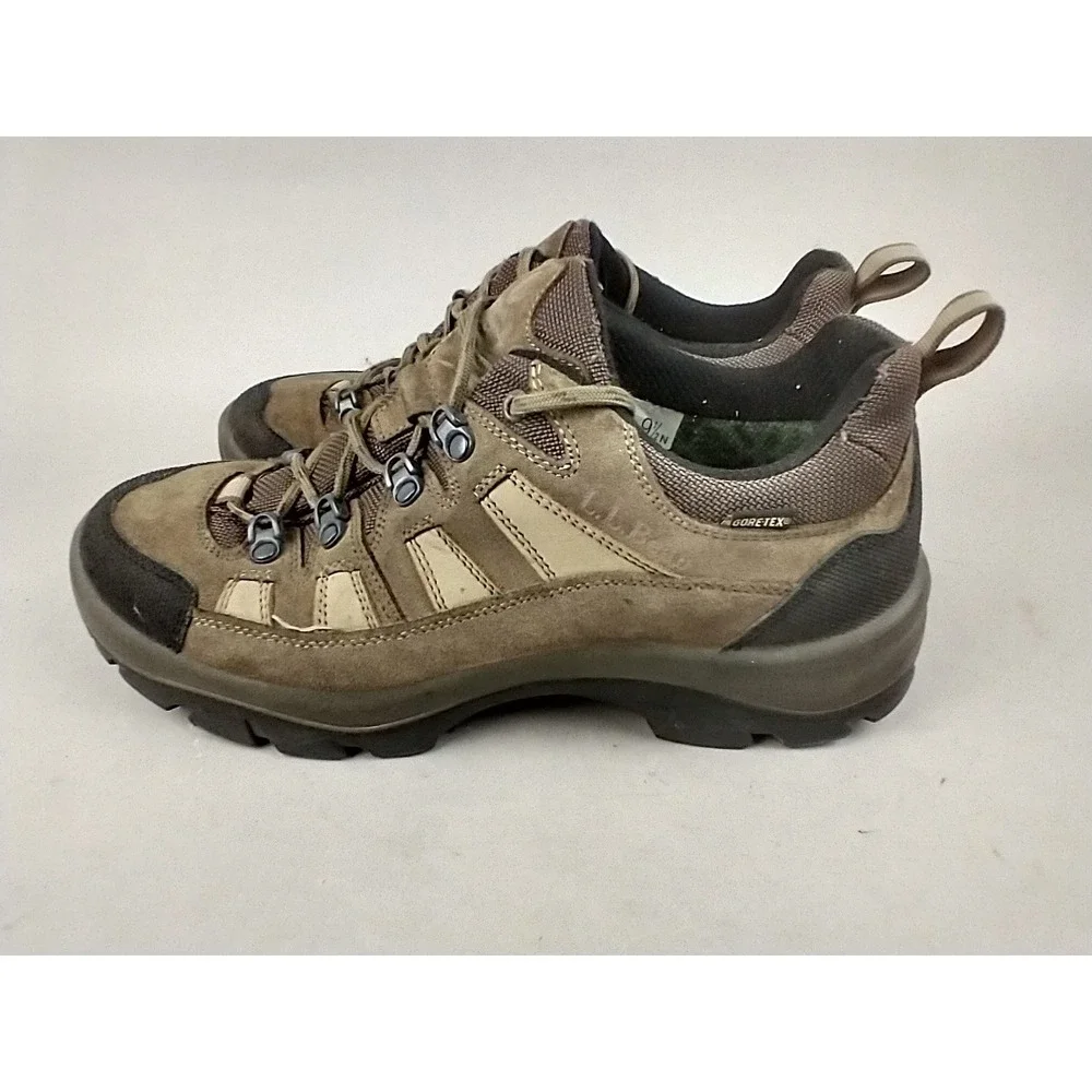 L.L. Bean Gore-Tex Hiking Shoes Mens 9.5 Brown Leather Waterproof Vibram Low Top